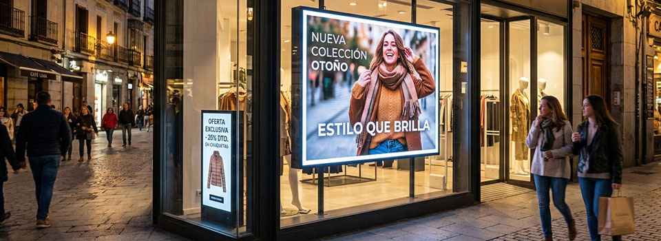 Pantallas publicitarias para escaparates